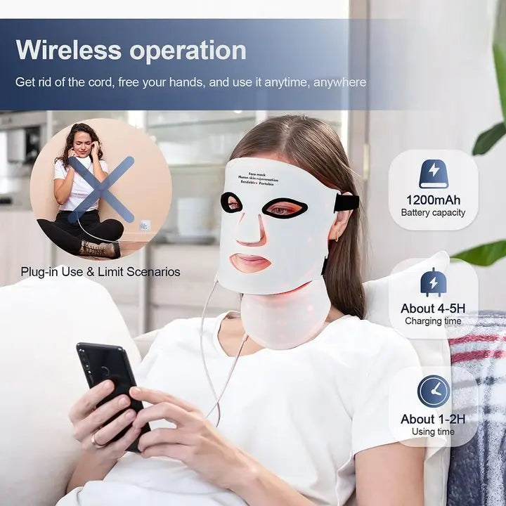 7-Color LED Light Therapy Face & Neck Mask