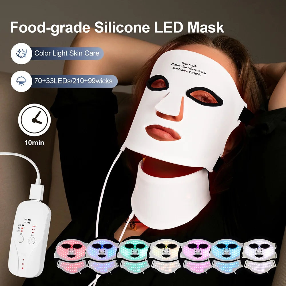 7-Color LED Light Therapy Face & Neck Mask