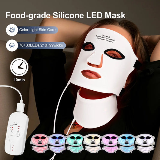 7-Color LED Light Therapy Face & Neck Mask